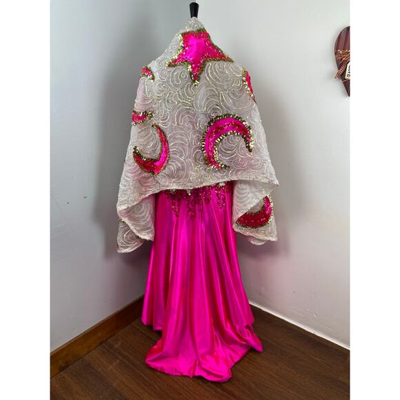 Vintage Broadway Theater 1920s Showgirl Burlesque Performer Hot Pink Dress Shawl - Picture 5 of 16
